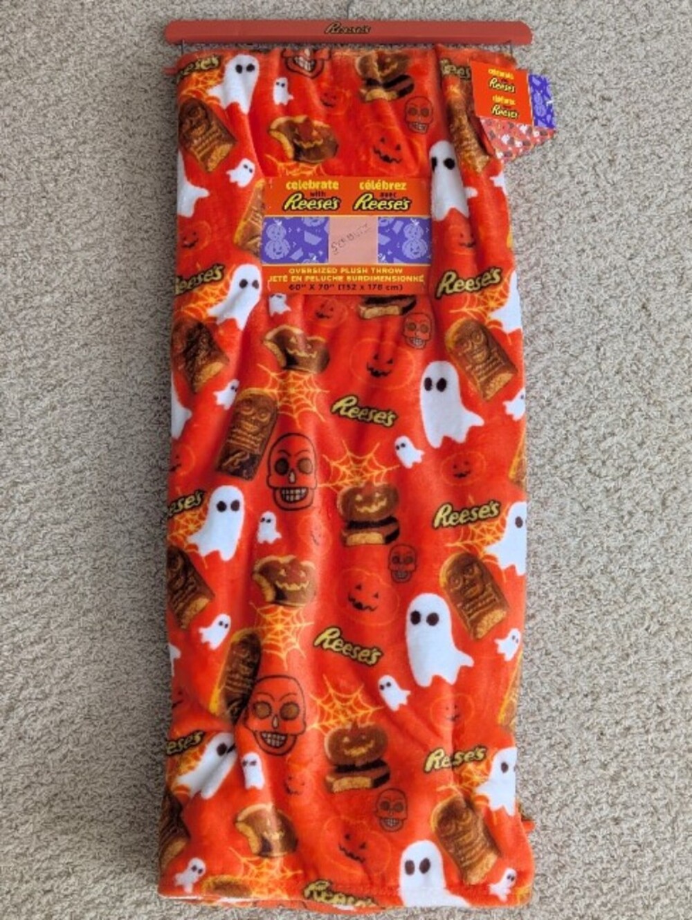 Hershey ®️ REESE Oversized Halloween Plush Throw With Spooky Chocolate Design 🍫